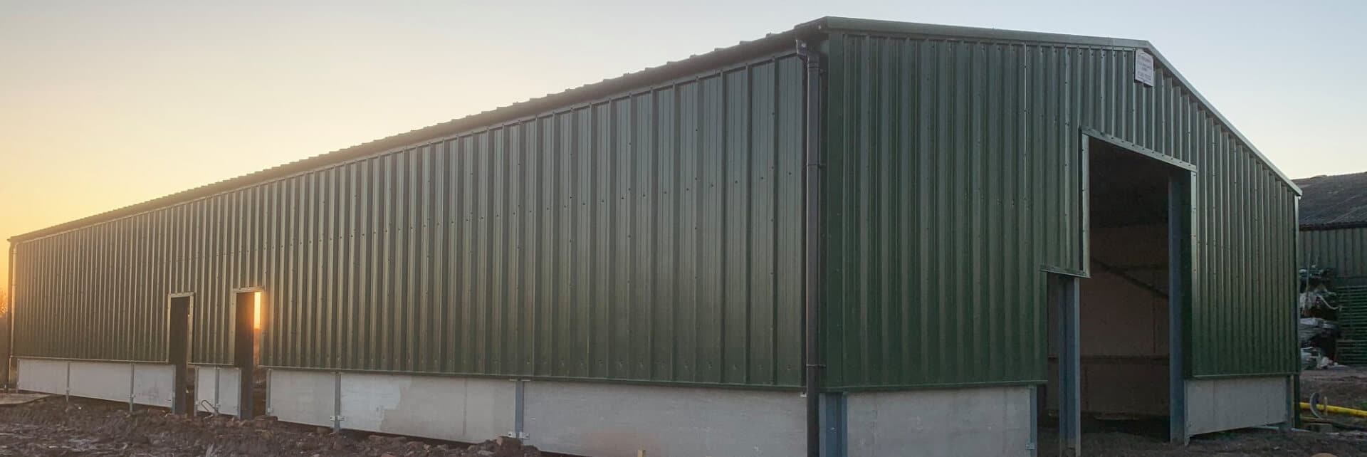 Steel Framed Building - Green Metal Cladding
